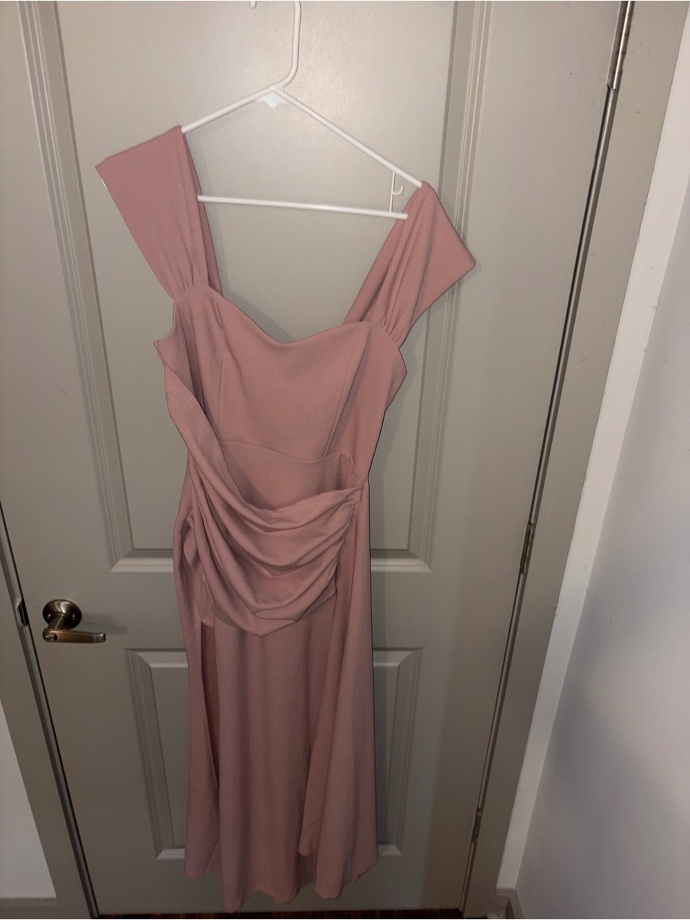 Cider Elegant Pink Draped Long Formal Dress